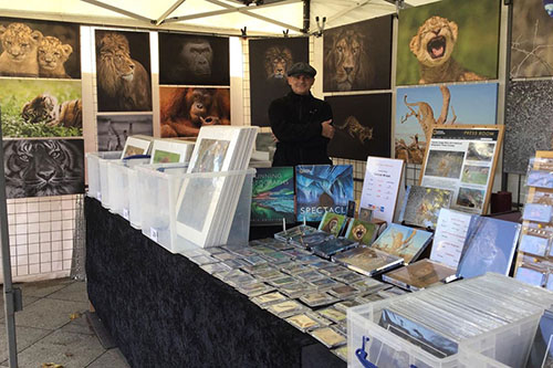 Ashley Vincent at his picture display stand at the Market Harborough Autumn Festival