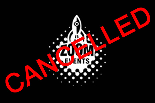text banner stating Zoom event cancelled